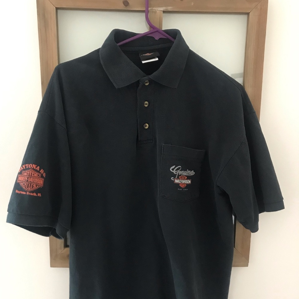 HARLEY DAVIDSON DAYTONA BCH POLO SHORT SLV PATCH